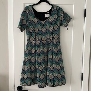 Anthropologie Blue and Green Dress